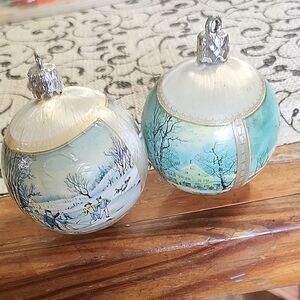 Winter Scene Holiday Ornaments - Set of 2